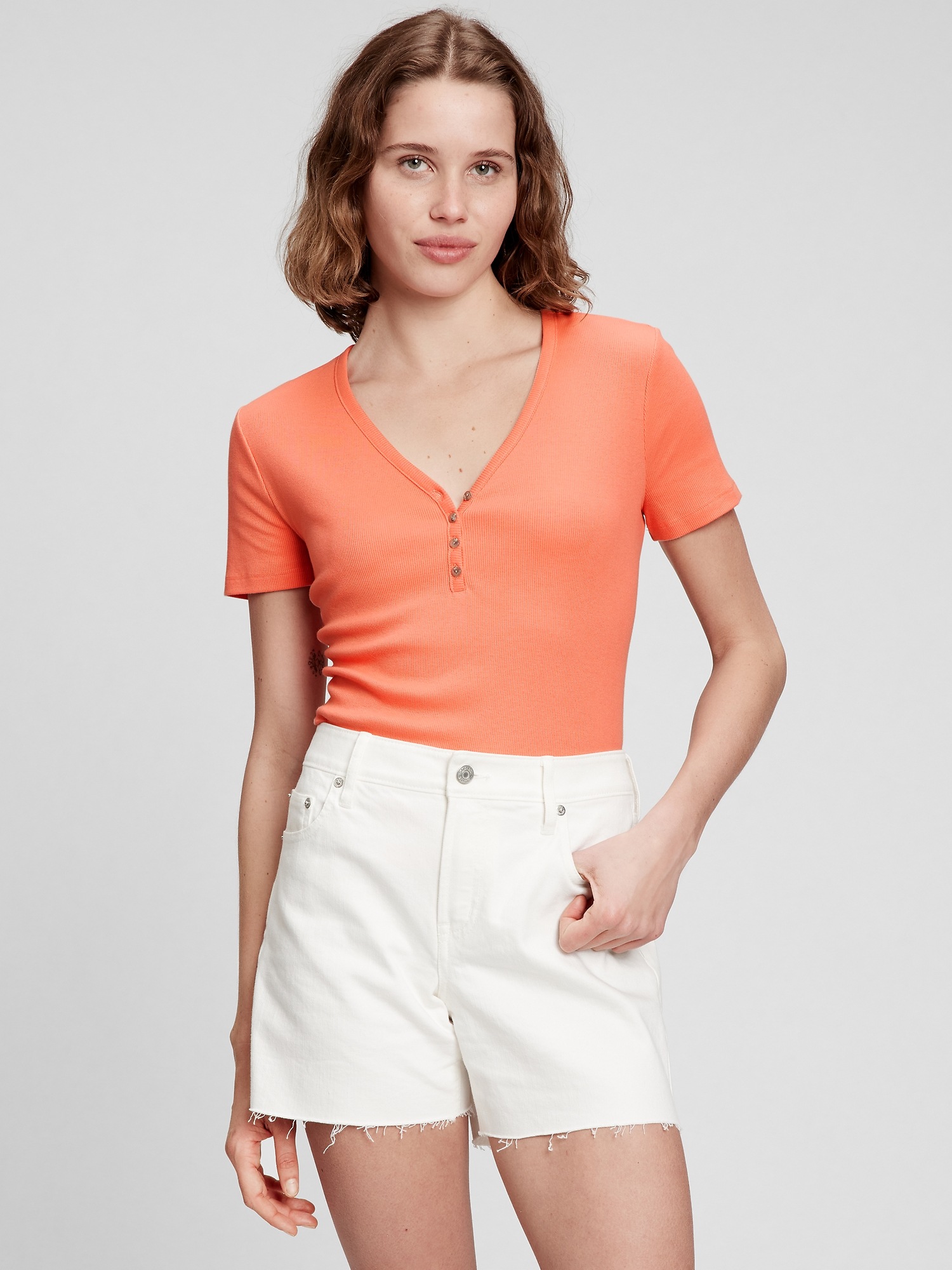 Ribbed Henley TShirt Gap Factory