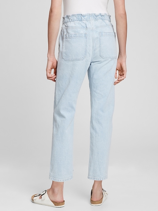 Image number 2 showing, High Rise Straight Paperbag Jeans with Washwell