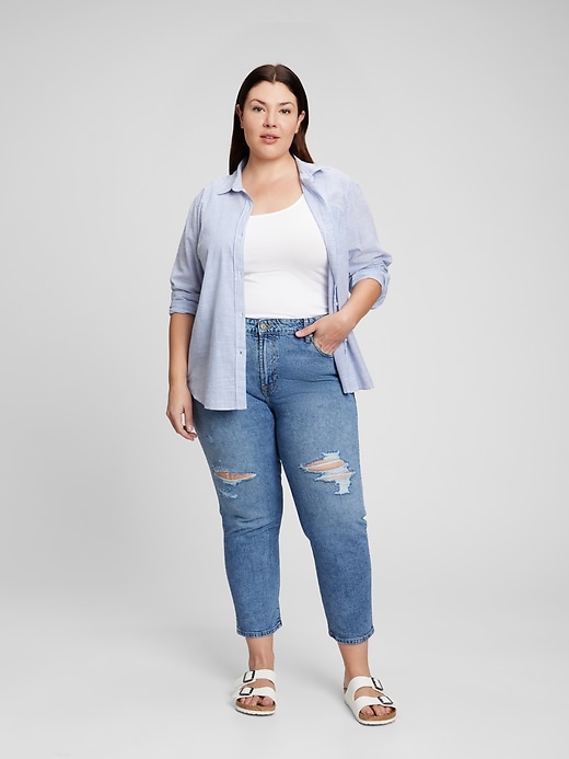 Image number 3 showing, Mid Rise Distressed Universal Slim Boyfriend Jeans with Washwell