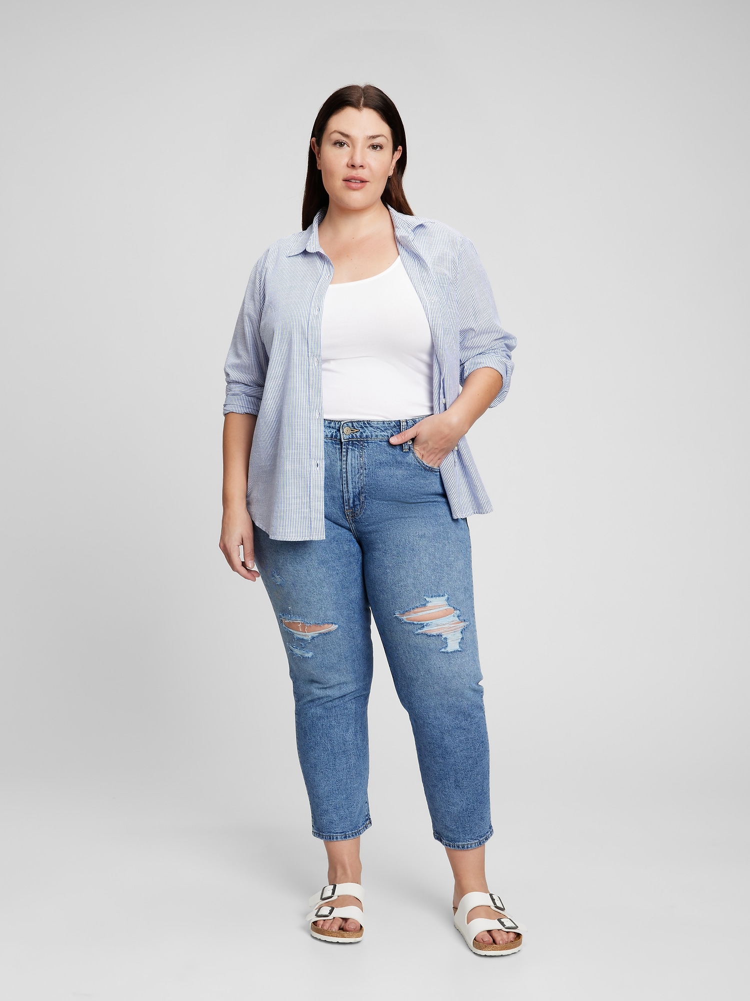 Mid Rise Distressed Universal Slim Boyfriend Jeans Gap Factory