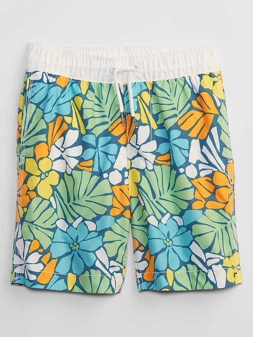 View large product image 1 of 1. Kids Print Swim Trunks