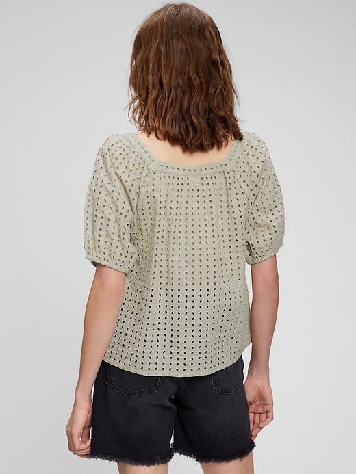Image number 6 showing, Puff Sleeve Eyelet Top