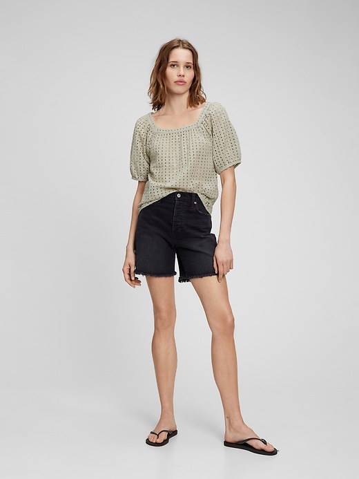 Image number 5 showing, Puff Sleeve Eyelet Top