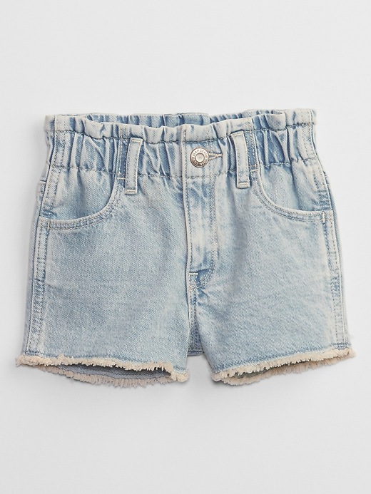 Toddler High Rise Paperbag Mom Jean Shorts with Washwell