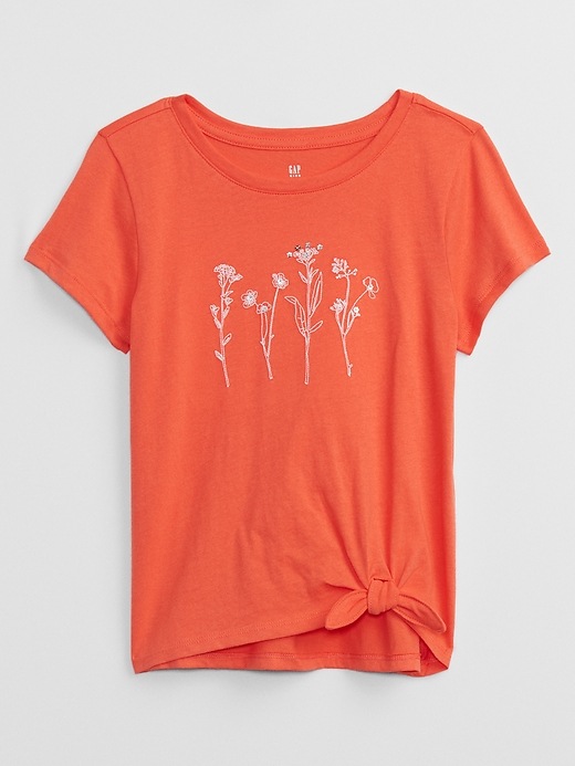 Kids Flippy Sequin Knot-Hem Graphic T-Shirt