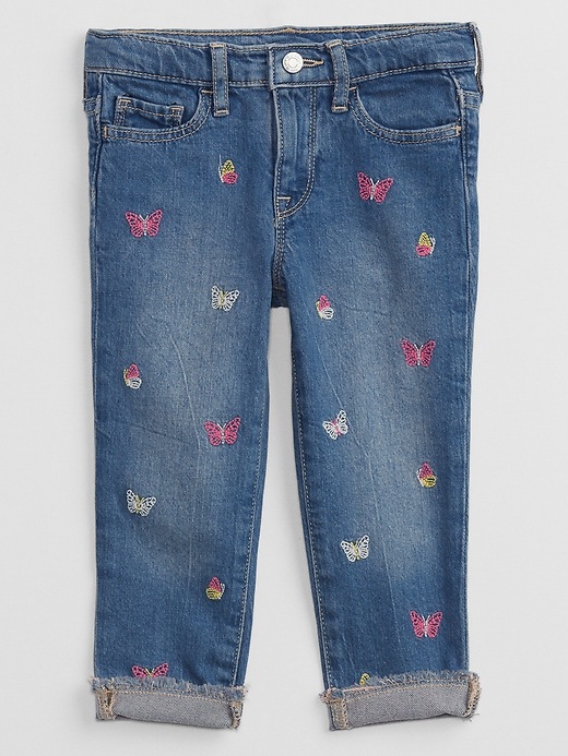 Toddler Embroidered Mom Jeans with Washwell