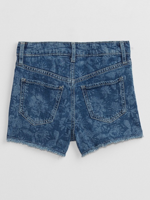 View large product image 2 of 3. Kids High Rise Print Denim Shorts with Washwell