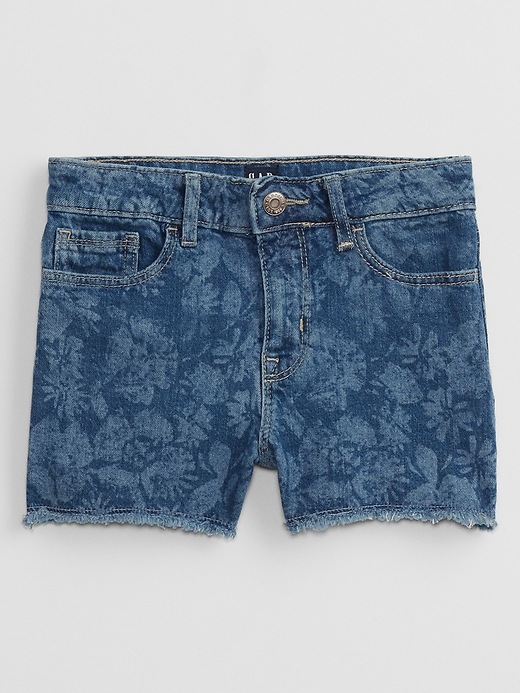 View large product image 1 of 3. Kids High Rise Print Denim Shorts with Washwell