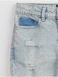 Kids High Rise Destructed Denim Shorts with Washwell