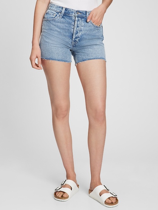 Image number 5 showing, 3.5" High Rise Cheeky Denim Shorts with Washwell