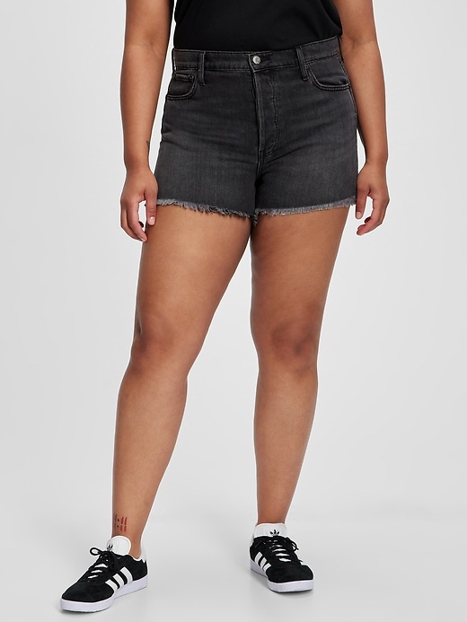 Image number 1 showing, 3.5" High Rise Cheeky Denim Shorts with Washwell