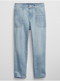 Mid Rise Utility Universal Slim Boyfriend Jeans with Washwell