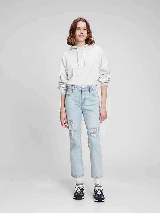 Image number 5 showing, Mid Rise Destructed Universal Slim Boyfriend Jeans with Washwell