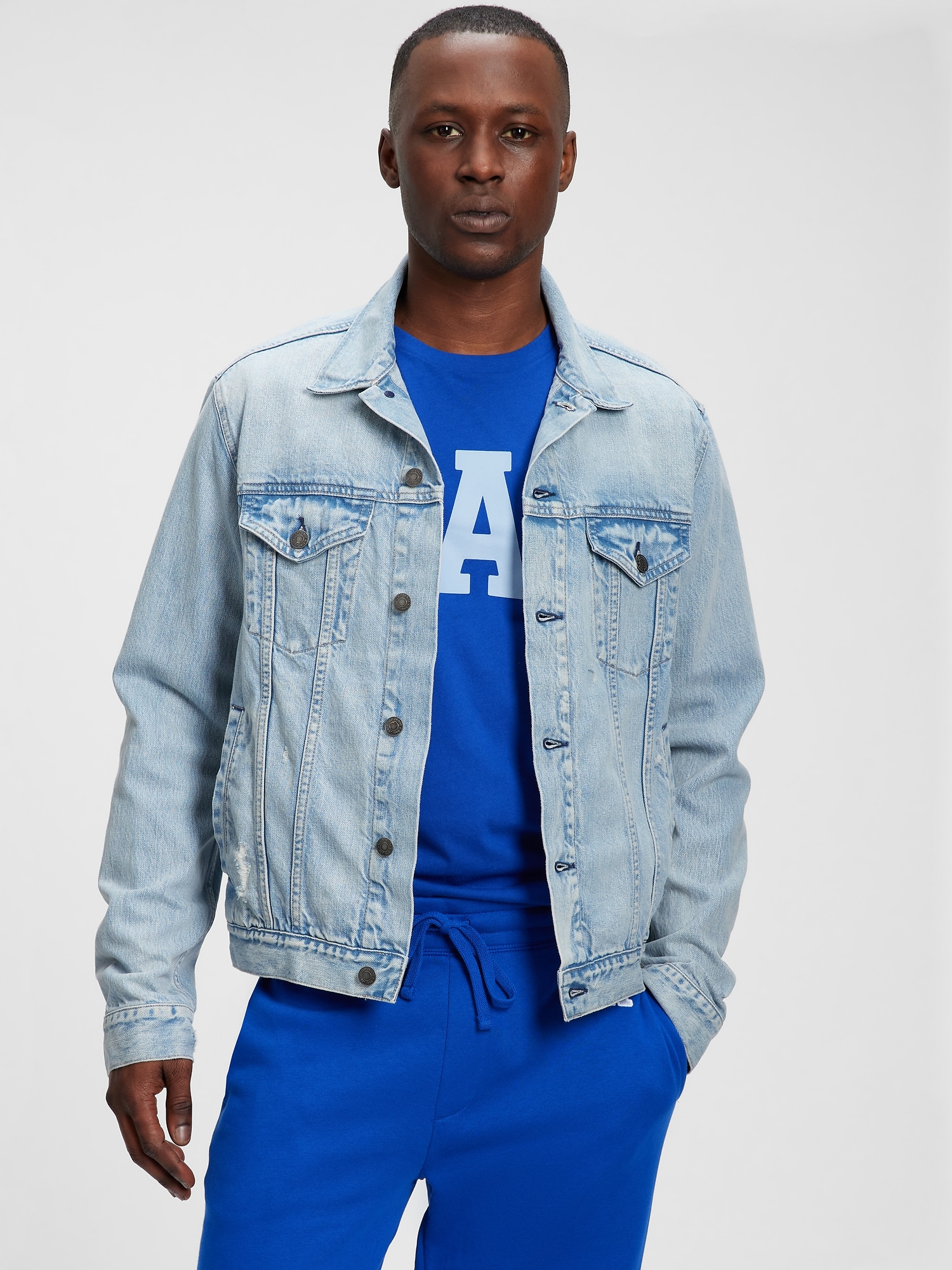 Distressed Icon Denim Jacket with 