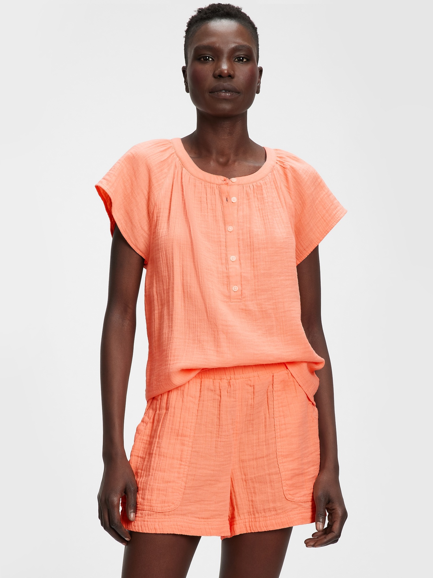 Gauze ButtonFront Top Gap Factory