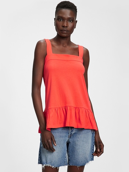 coral peplum top