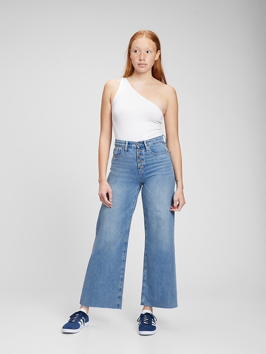 Image number 1 showing, High Rise Wide-Leg Jeans with Washwell