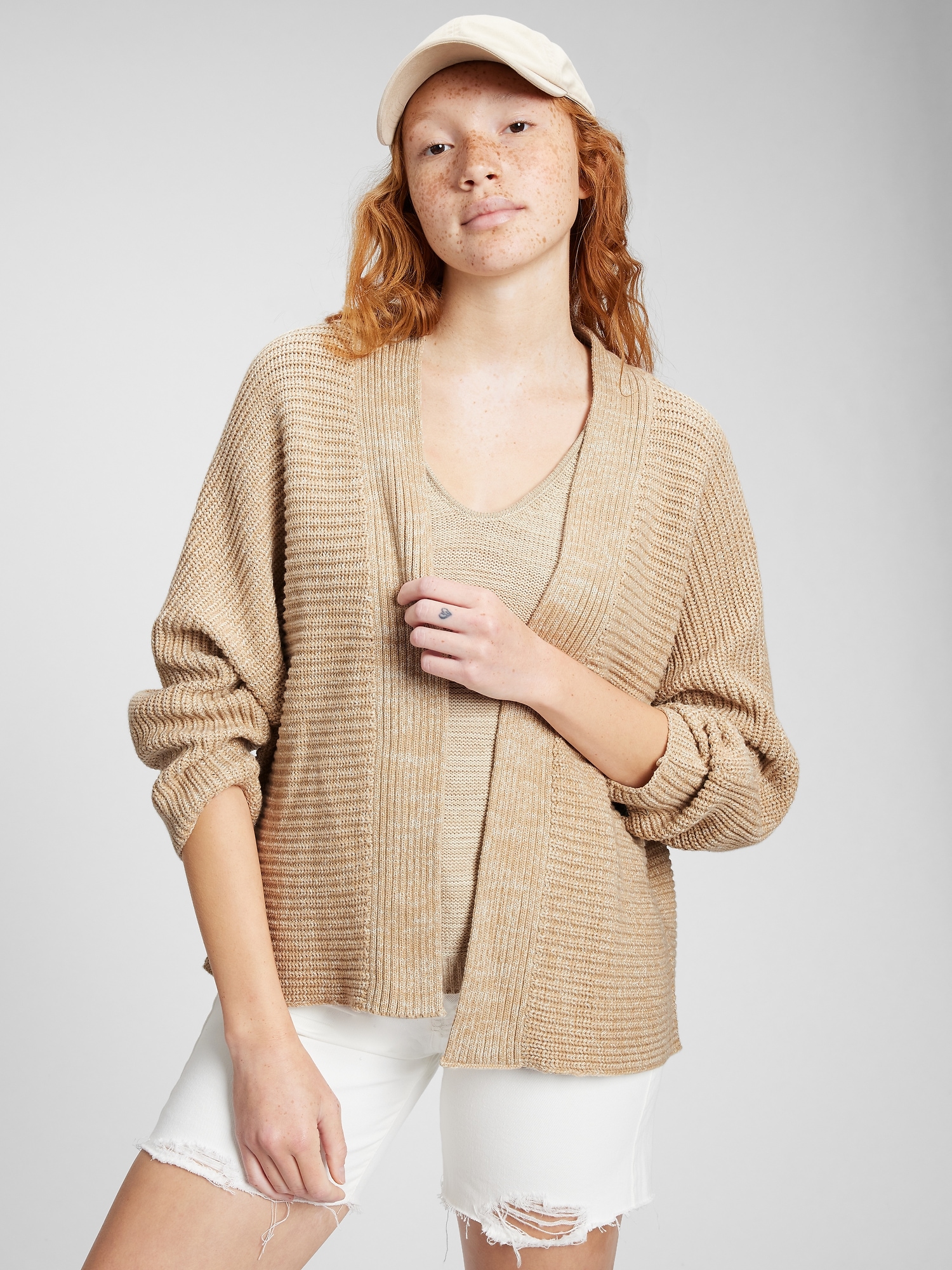 Textured Open-Front Cardigan