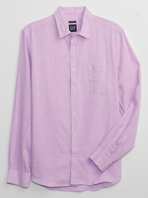 Image number 3 showing, Linen-Blend Shirt in Standard Fit