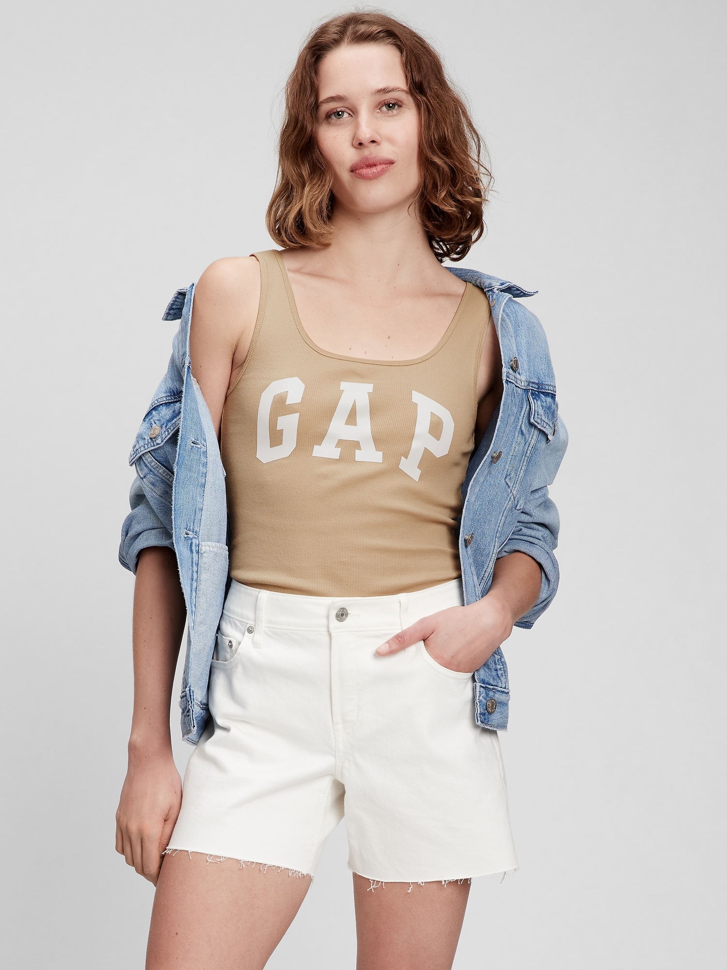 Print Ribbed Gap Logo Tank Top Gap Factory