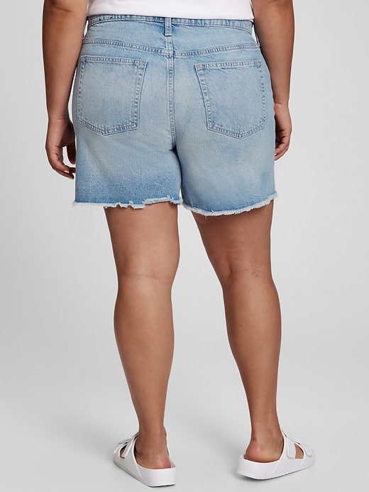 Image number 2 showing, 6" High Rise Destructed Cheeky Midi Denim Shorts with Washwell