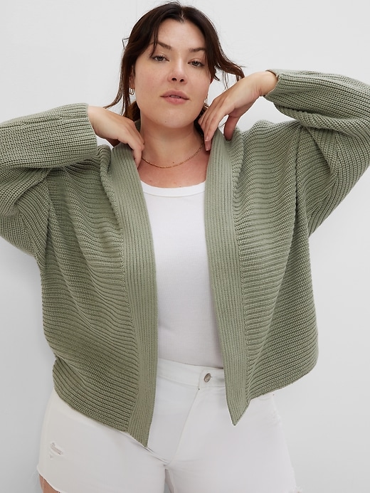 Image number 1 showing, Textured Open-Front Cardigan