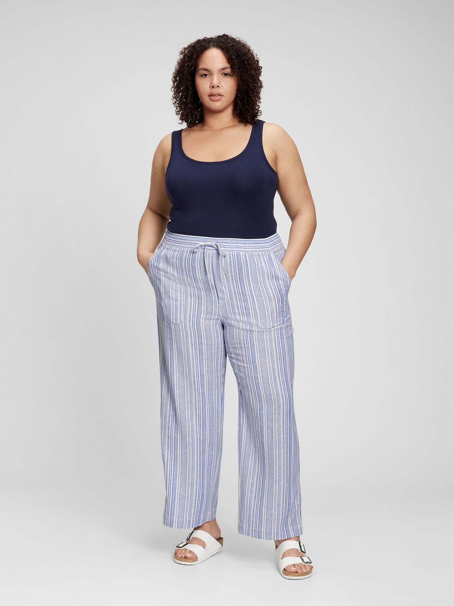 Wide-Leg Linen Pull-On Pants with Washwell | Gap Factory