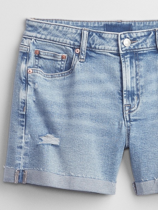 Image number 4 showing, 5" Mid Rise Distressed Denim Shorts