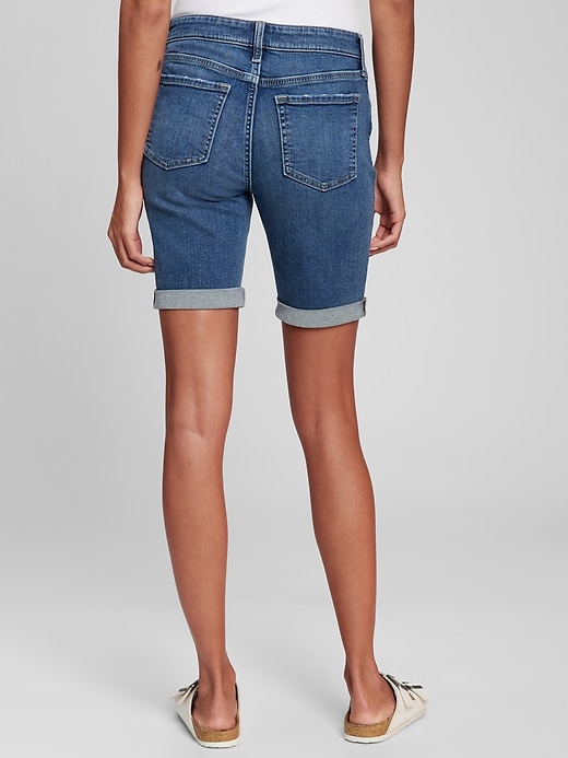 Image number 2 showing, 9" Mid Rise Denim Bermuda Shorts with Washwell