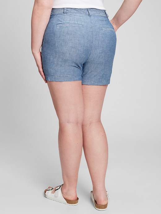 Image number 6 showing, 5" High Rise Chambray Shorts