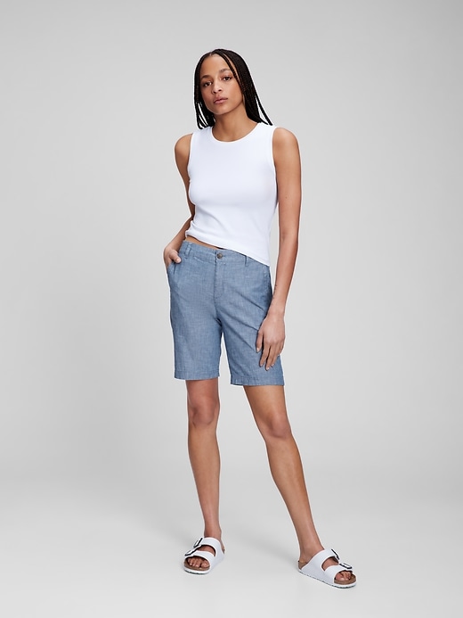 Image number 1 showing, 9" Chambray Bermuda Shorts with Washwell