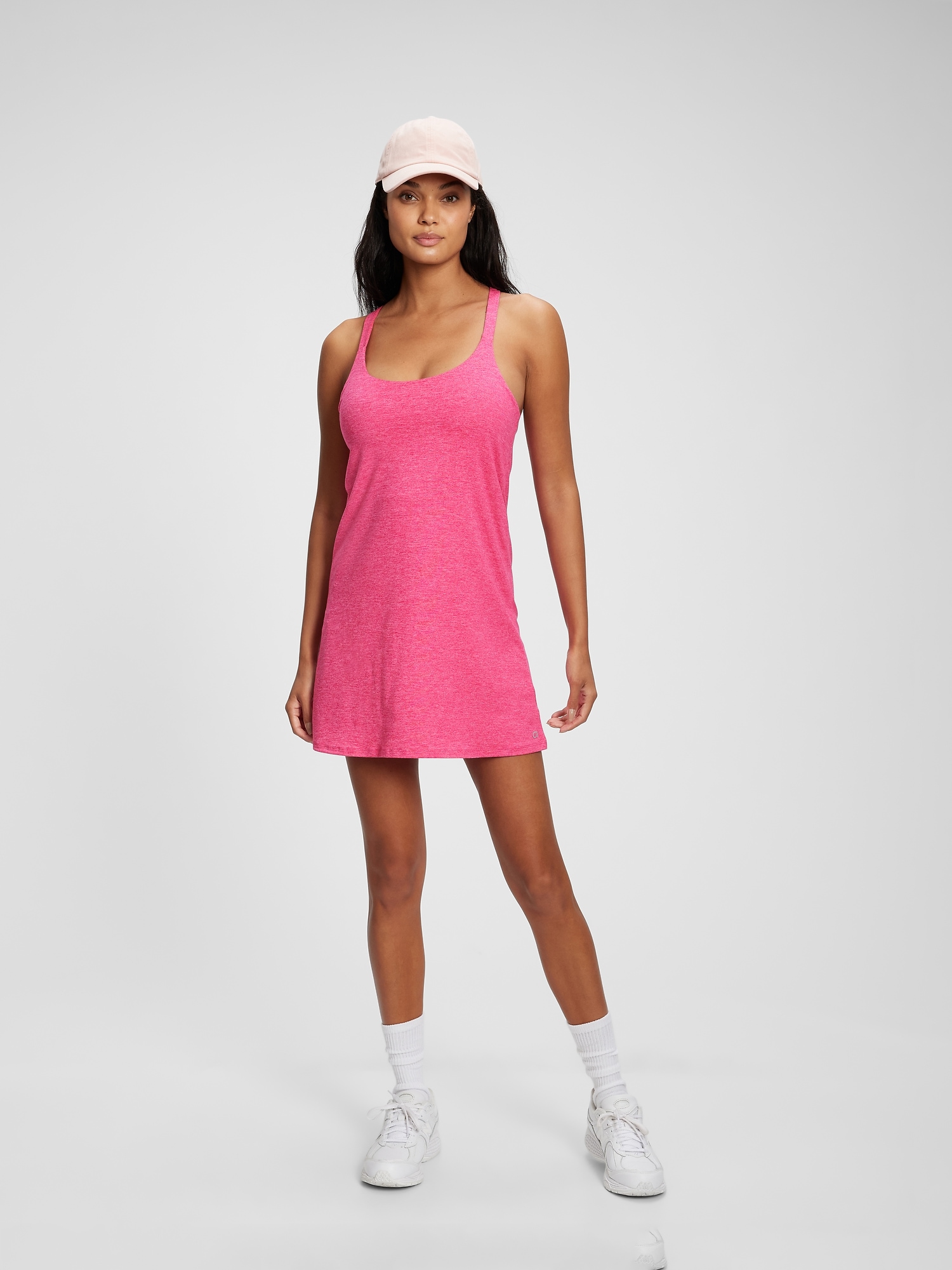 GapFit Brushed Tech Jersey Dress - Royal Fuchsia Pink