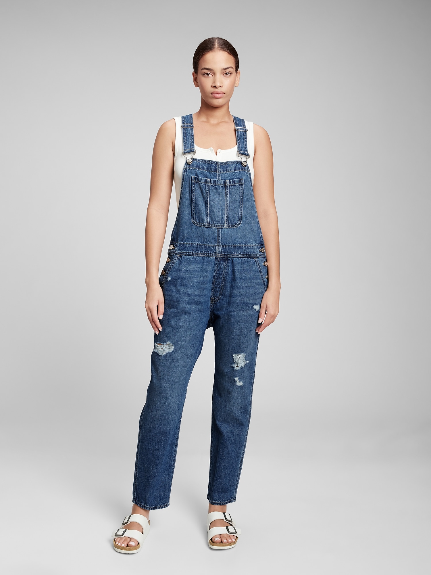 Destructed Denim Overalls with Washwell | Gap Factory