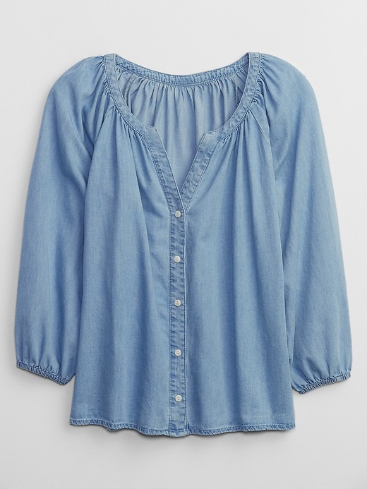 Image number 3 showing, Chambray Splitneck Top with Washwell