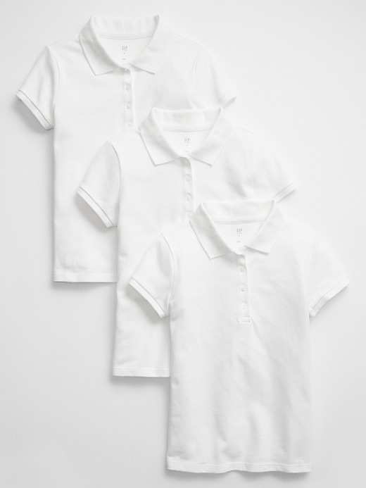 Image number 1 showing, Kids Uniform Stretch Pique Polo Shirt (3-Pack)