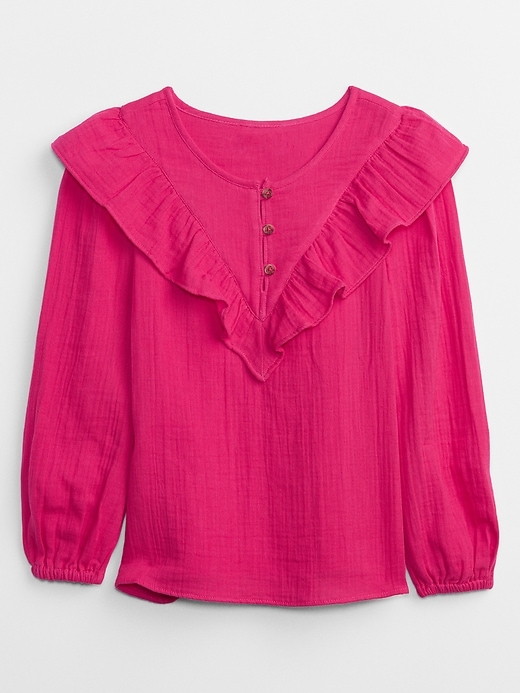 View large product image 1 of 1. Kids Gauze Ruffle Top