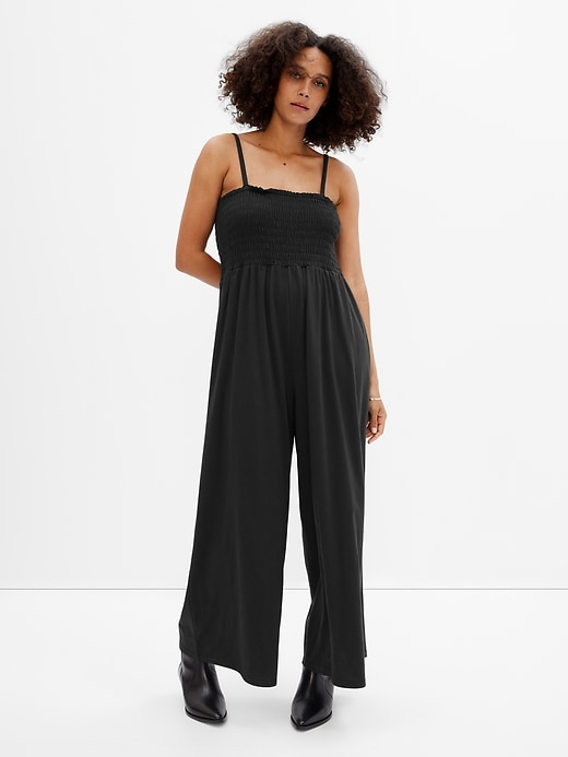 Image number 1 showing, Wide-Leg Smocked Jumpsuit