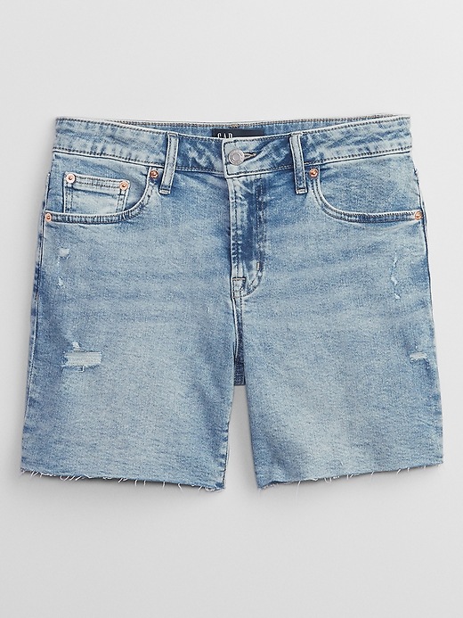 Image number 3 showing, 5" Mid Rise Distressed Denim Shorts