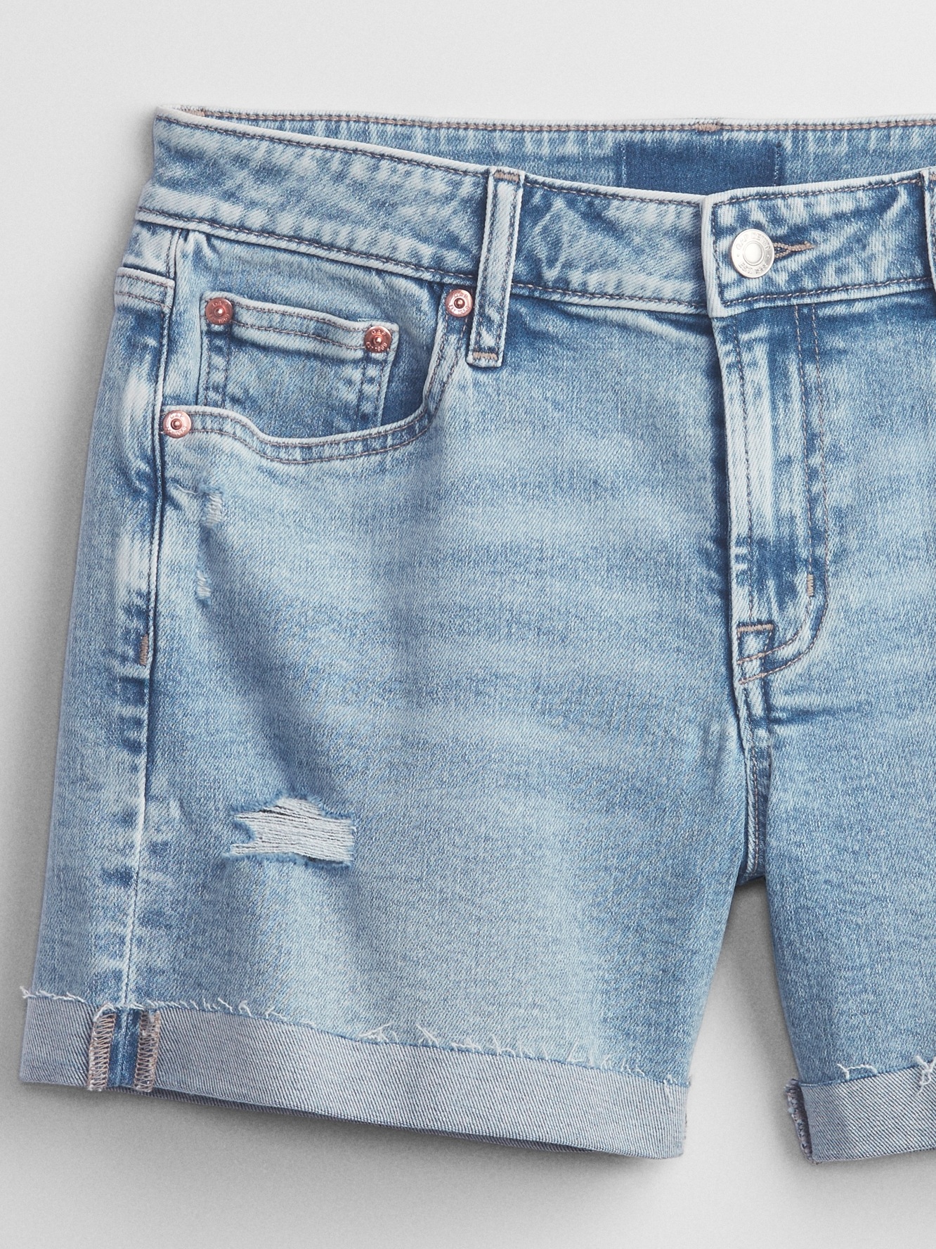 5" Mid Rise Distressed Denim Shorts Gap Factory