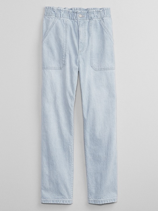 Image number 5 showing, High Rise Straight Paperbag Jeans with Washwell
