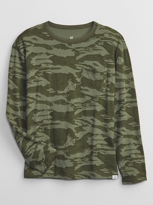 View large product image 1 of 1. Kids Camo Print Pocket T-Shirt