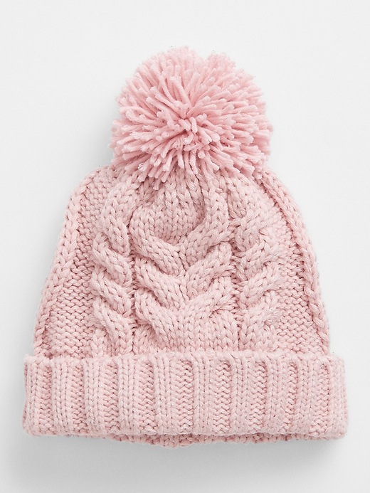 Toddler Cable-Knit Poof Beanie