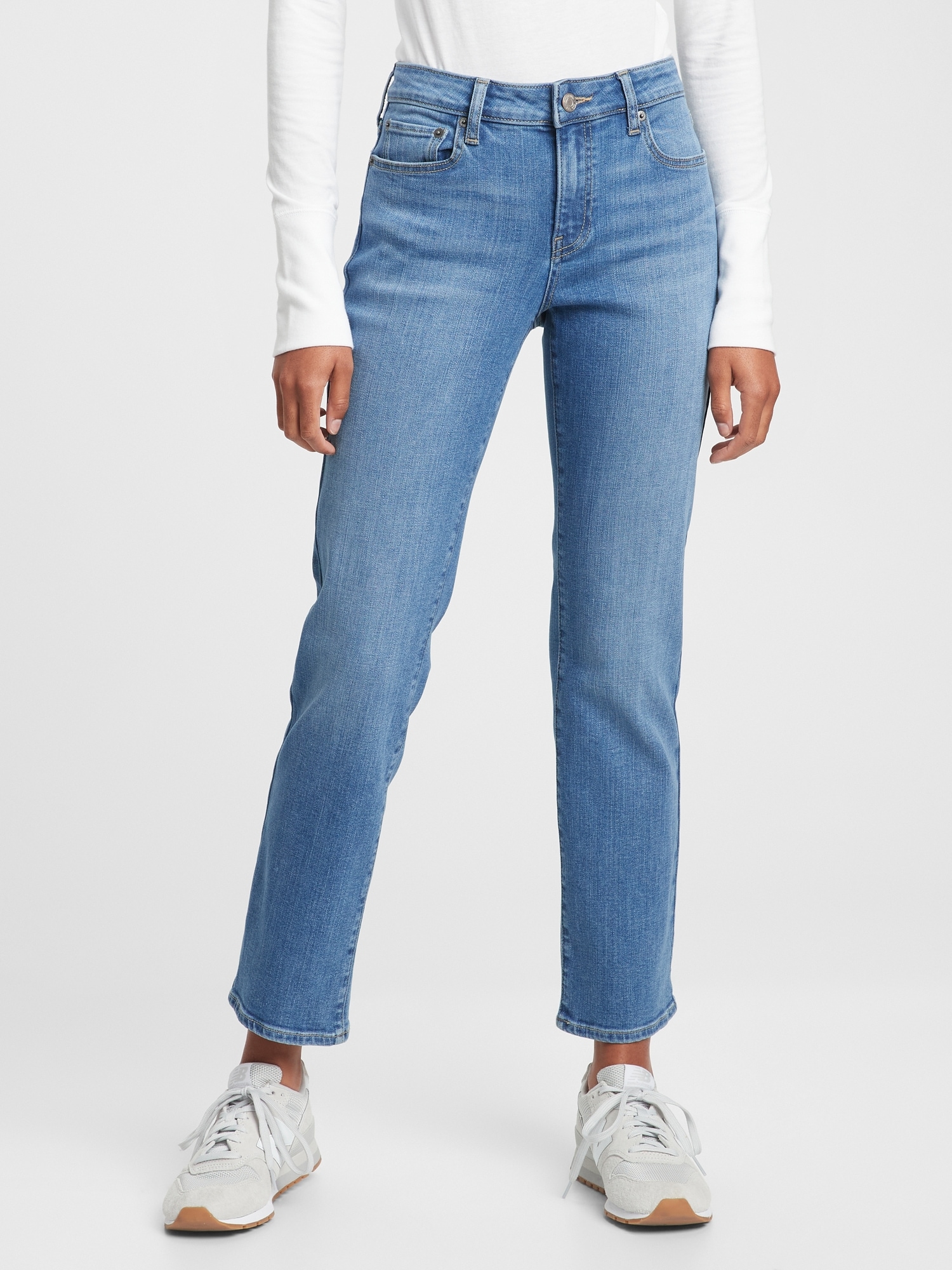 Gap Factory Mid Rise Classic Straight Jeans In Blue