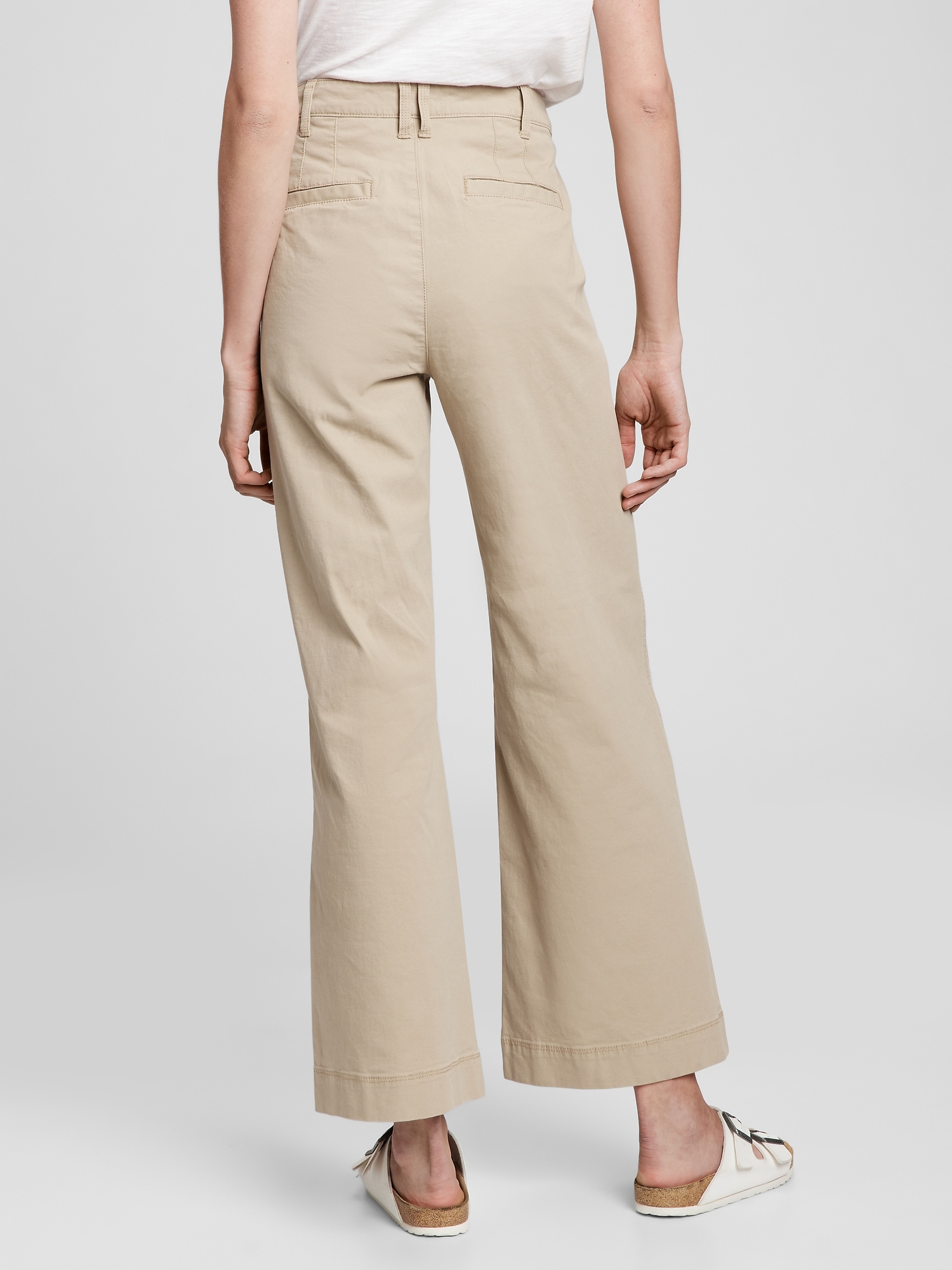 High Rise Wide-Leg Khakis with Washwell | Gap Factory