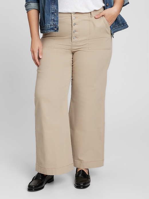 High Rise Wide-Leg Khakis with Washwell | Gap Factory