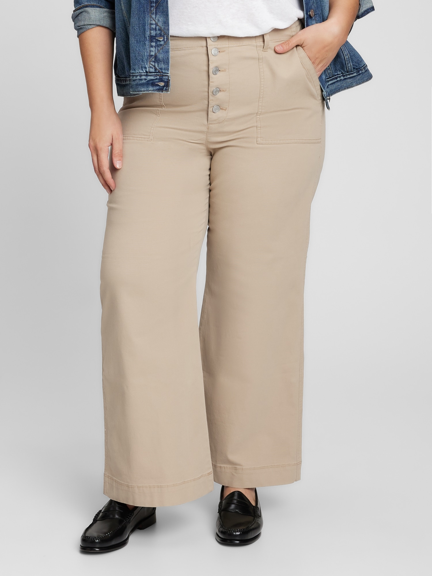 High Rise Wide-Leg Khakis | Gap Factory