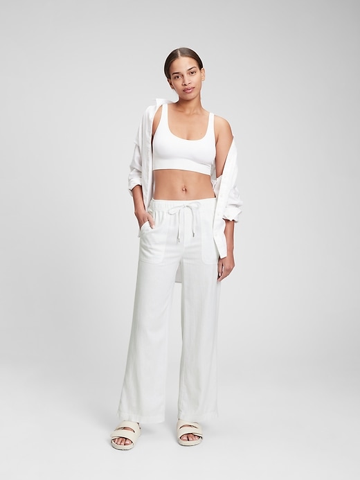 Image number 1 showing, Wide-Leg Linen Pull-On Pants