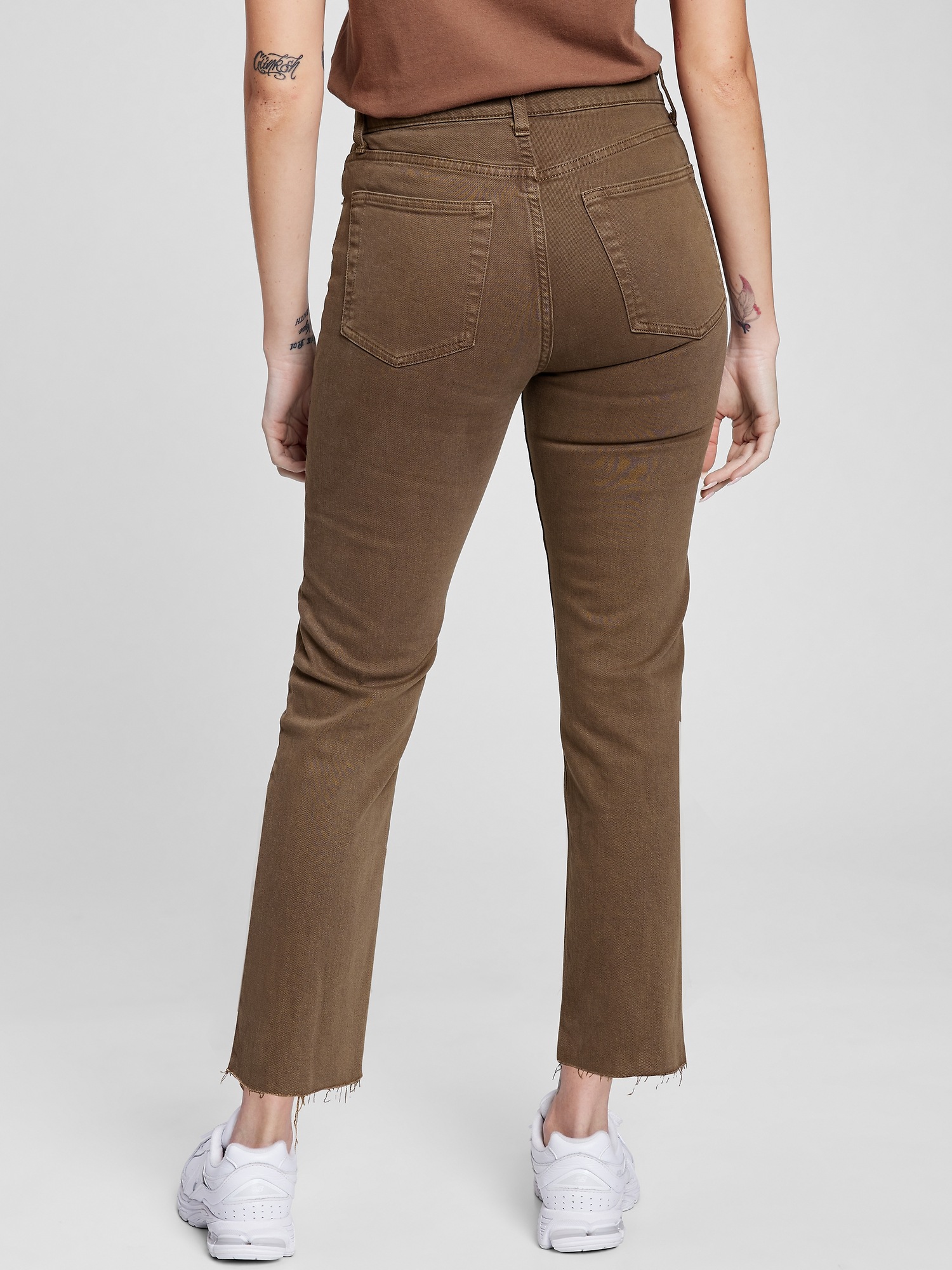 high rise cheeky straight jeans