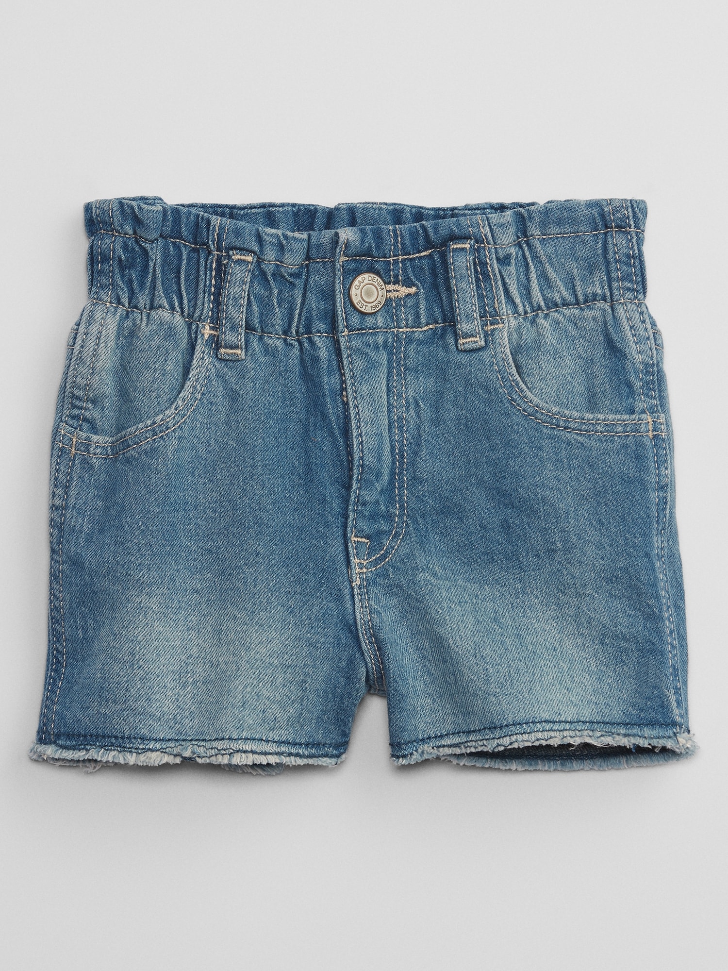 babyGap Paperbag Mom Jean Shorts with Washwell | Gap Factory