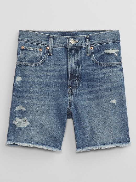 Image number 3 showing, 9" High Rise Distressed '90s Loose Shorts with Washwell